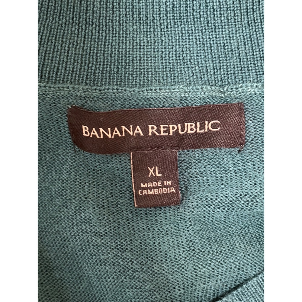 Banana Republic Womens XL Teal Merino Wool Oversized V-Neck Sweater Side Slits - Picture 3 of 5